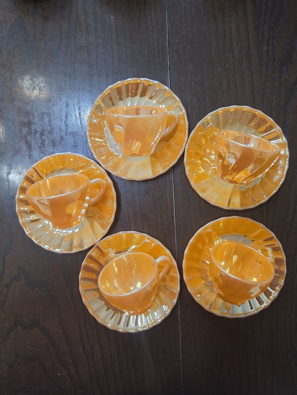 Set of 5 cup With Mother-of- Pearl Coffee cups with Saucers
